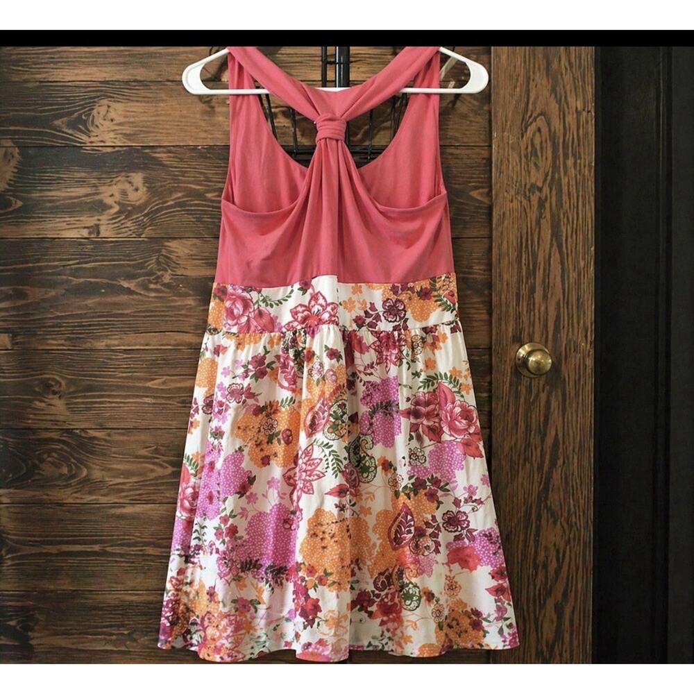 Pink Floral Dress Empire Waist Soft Girl Cottagecore Summer M Made in USA - Picture 2 of 5